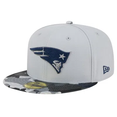 New Era Gray New England Patriots Active Camo 59fifty Fitted Hat In Gray Camo