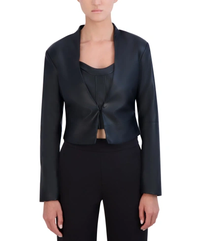 Bcbg New York Crop Faux Leather Jacket In Onyx