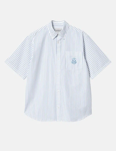 Carhartt -wip Short Sleeve Linus Stripe Shirt In Blue