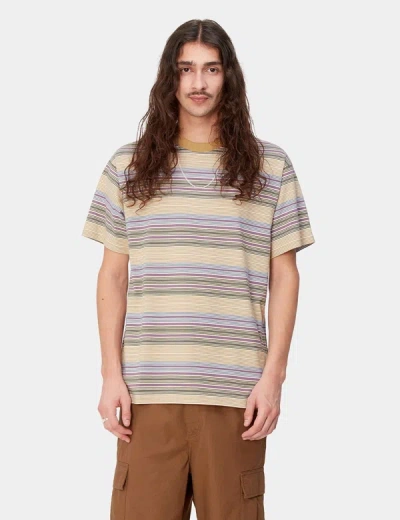 Carhartt -wip Coby Stripe T-shirt (loose) In Brown