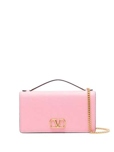 Valentino Garavani Vlogo Signature Leather Crossbody Bag In Pink
