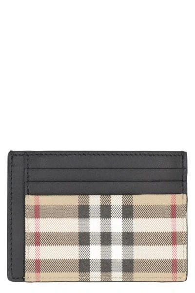 Burberry Check Pattern Card Holder In Beige