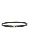 Ferragamo Double Gancio Leather Skinny Belt In Nero || Nero