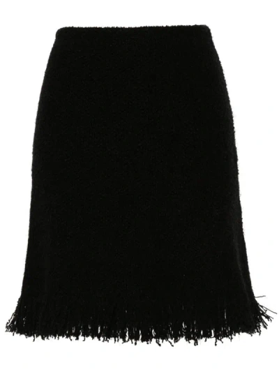 Chloé Knitted Fringed Mini Skirt In Black