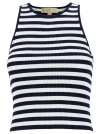 MICHAEL KORS BLUE AND WHITE TANK TOP WITH STRIPE MOTIF IN RECYCLED VISCOSE BLEND WOMAN