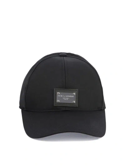 Dolce & Gabbana Baseball Cap With Branded Tag In Black