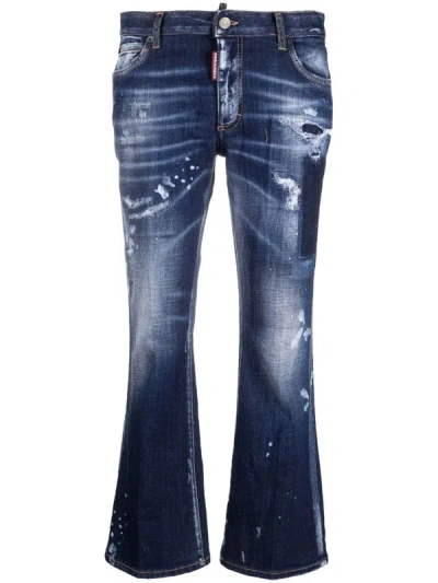 Dsquared2 Cropped Straight-leg Trousers In Denim