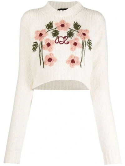 Dsquared2 Floral-embroidered Wool Jumper In Multi-colored