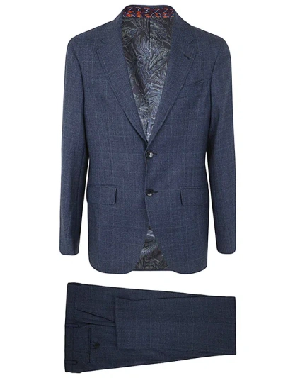 Etro Roma Suit With Patch Clothing In Blue