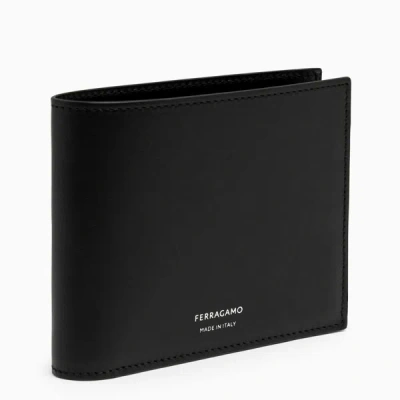 FERRAGAMO FERRAGAMO BLACK BI-FOLD WALLET WITH LOGO