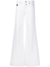Versace Jeans Couture Drill High Rise Cotton Straight Jeans In White In White