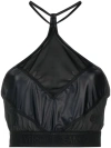 Versace Jeans Couture Tulle-panelled Crop Top In Black