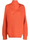 Jil Sander Long Sleeves Foulard Neck Cardigan Clothing In Orange