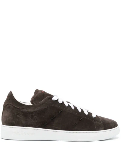 Kiton Low-top Suede Sneakers In Brown