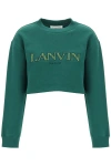 LANVIN LANVIN CROPPED SWEATSHIRT WITH EMBROIDERED LOGO PATCH