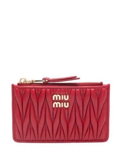 MIU MIU MIU MIU LOGO-PLAQUE MATELASSÉ LEATHER WALLET