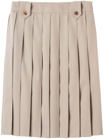 Miu Miu Pleated Gabardine Wool Skirt In Corda