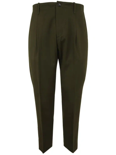 Nine In The Morning Stretch Trousers With Pences In Green