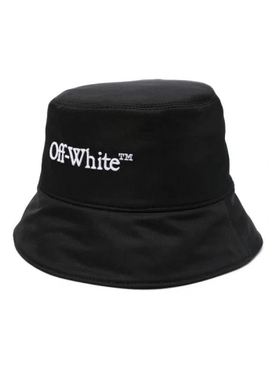 Off-white Bookish Logo-embroidered Hat In Black White