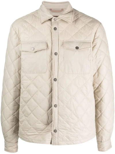 Peserico Diamond-quilted Shirt Jacket In A44 Beige Calce