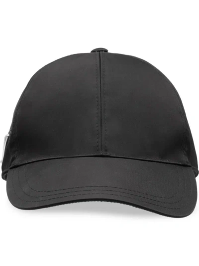 Prada Logo-plaque Baseball Cap In Nero