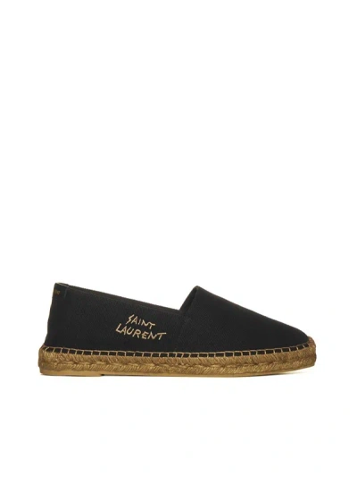 Saint Laurent Logo Espadrilles Flat Shoes Black