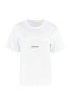 Saint Laurent Basic White T-shirt With Miiddle Logo Print In Cotton Woman In White