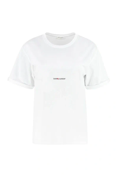 Saint Laurent Cotton Crew-neck T-shirt In White