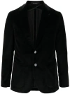 Tagliatore Velvet Jacket Buttoned Cuffs In Black