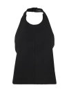 Wardrobe.nyc Buckle Halterneck Open Back Sleeveless Top In Black
