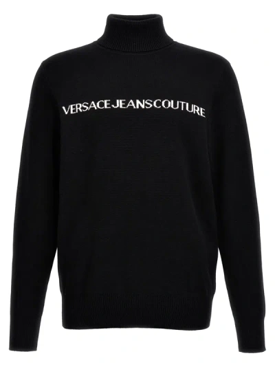 Versace Jeans Couture Logo Intarsia Jumper Jumper, Cardigans In Black
