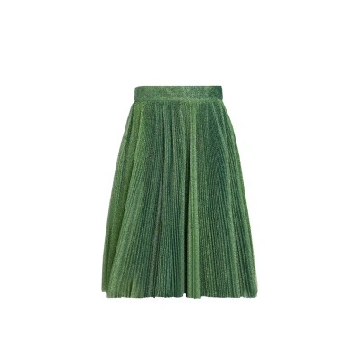 Dolce & Gabbana Metallic Green High Waist A-line Pleated Skirt