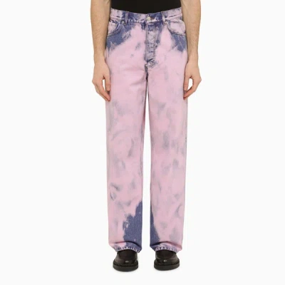 Dries Van Noten Pine Pink Tie-dye Jeans In Brown
