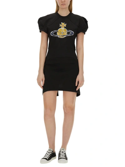 Vivienne Westwood Time Machine Football Mini Dress In Nero