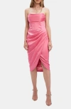 Bardot Jamila Strapless Satin Corset Dress In Petal Pink