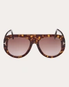 Tom Ford Cecil Acetate Aviator Sunglasses In Brown