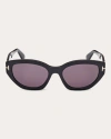 Tom Ford Solange-02 Acetate Butterfly Sunglasses In Black