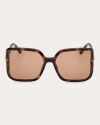 Tom Ford Solange-02 60mm Butterfly Sunglasses In Brown
