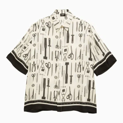 Fendi Over Shirt With White Print In Multicolor