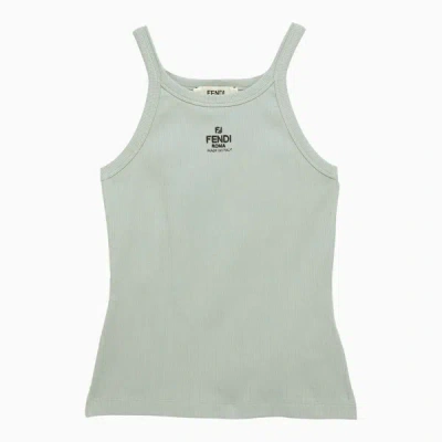 Fendi Pale Tank Top With Logo In Blue