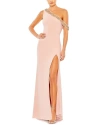 Mac Duggal Beaded Drop Shoulder Jersey Gown In Beige