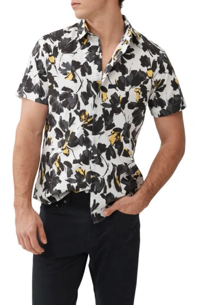 Rodd & Gunn Newcastle Sports Fit Floral Short Sleeve Cotton Button-up Shirt In Charcoal