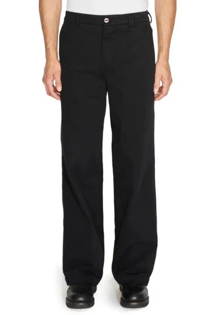 Vayder Mens Black Wide Chino Wide-leg Mid-rise Stretch-cotton Trousers
