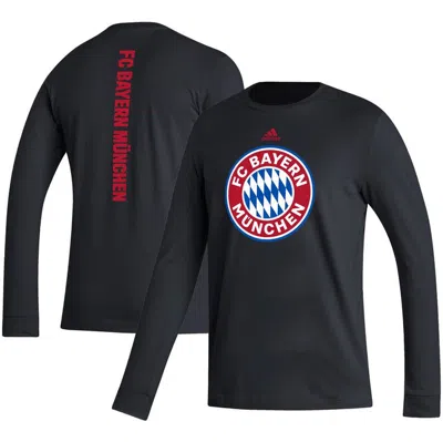 Adidas Originals Adidas Black Bayern Munich Vertical Wordmark Long Sleeve T-shirt