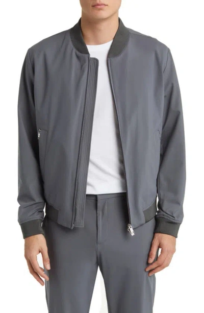 Hugo Boss Slim-fit Jacket In Crease-resistant Jersey In Grey