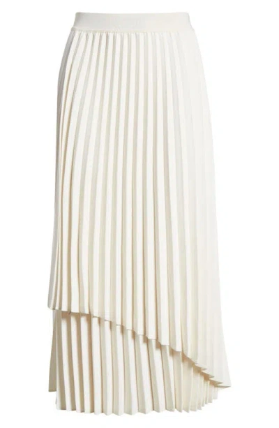 Nordstrom Pleated Asymmetric Hem Midi Skirt In Ivory Pristine