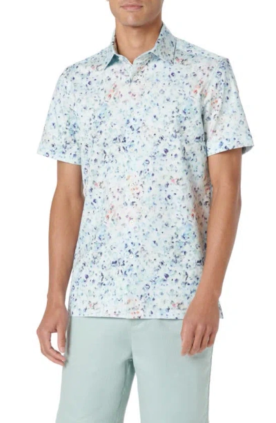 Bugatchi Milo Ooohcotton® Abstract Print Short Sleeve Button-up Shirt In Turquoise