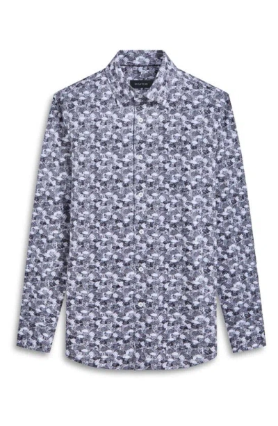 Bugatchi James Ooohcotton® Fish Print Button-up Shirt In Zinc