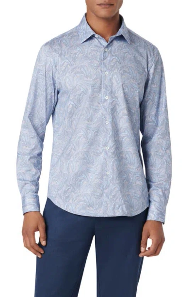 Bugatchi James Ooohcotton® Feather Print Button-up Shirt In Air Blue