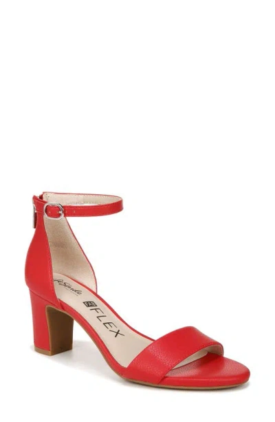 Lifestride Florence Ankle Strap Sandal In Fire Red Faux Leather